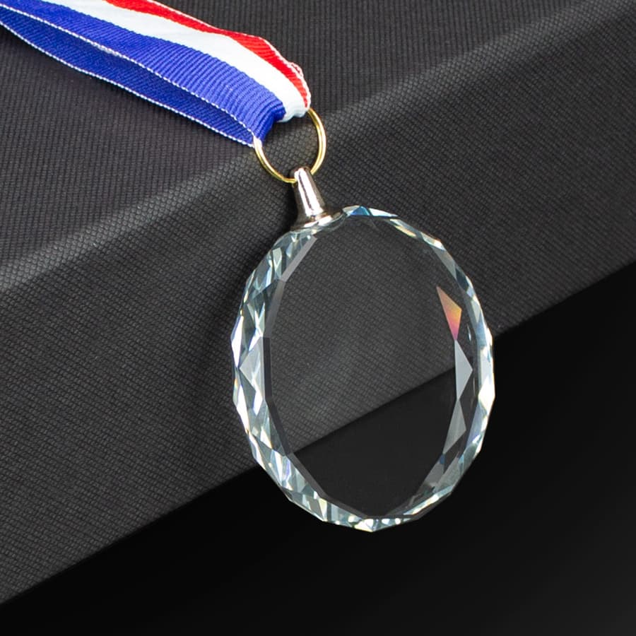 Medalla Cristal «Diamond» con cinta tricolor