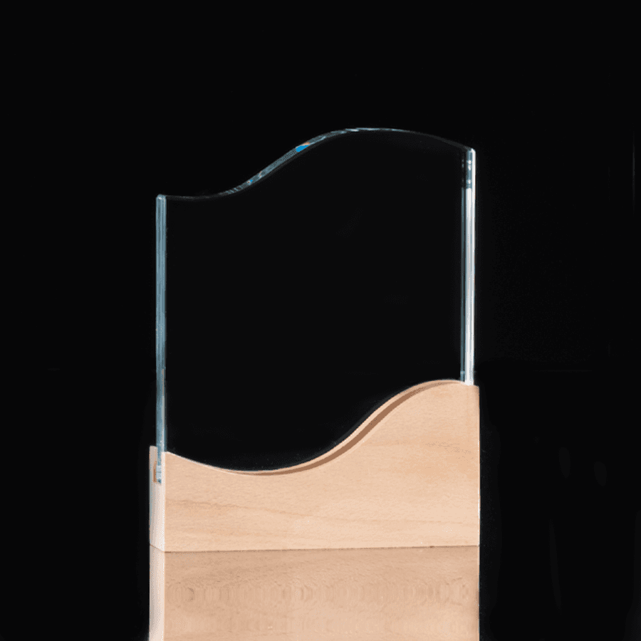 Trofeo Galvano de Madera y Cristal «Curve»