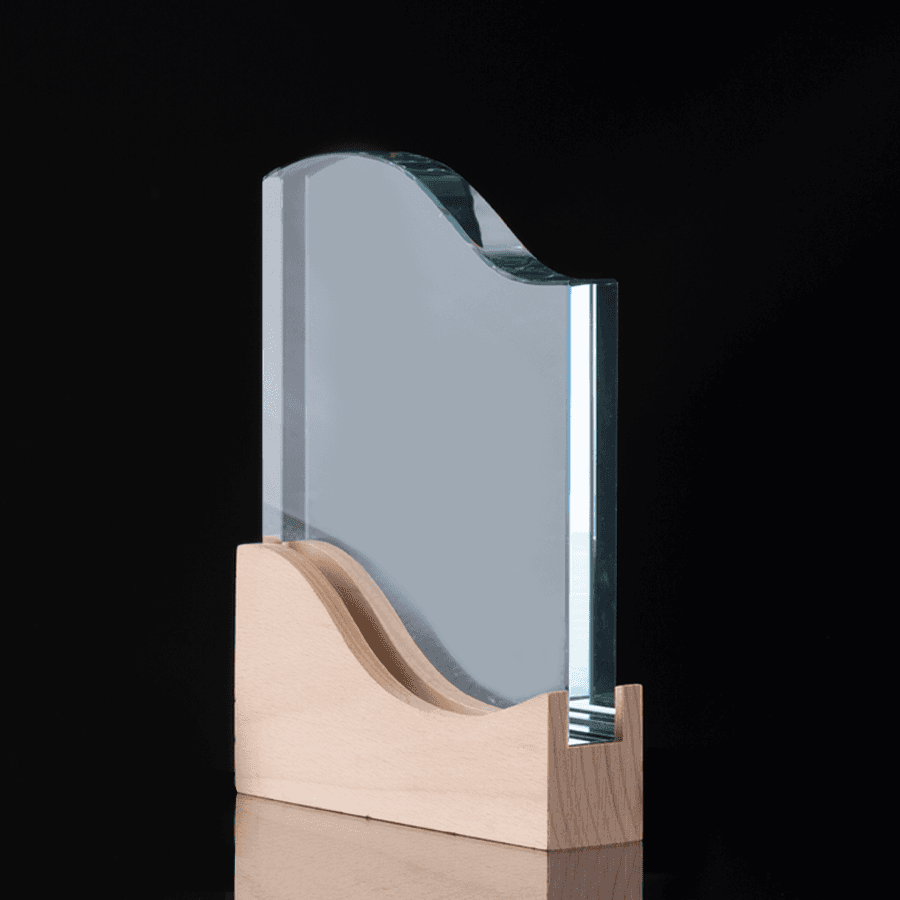 Trofeo Galvano de Madera y Cristal «Curve» — imagen 3